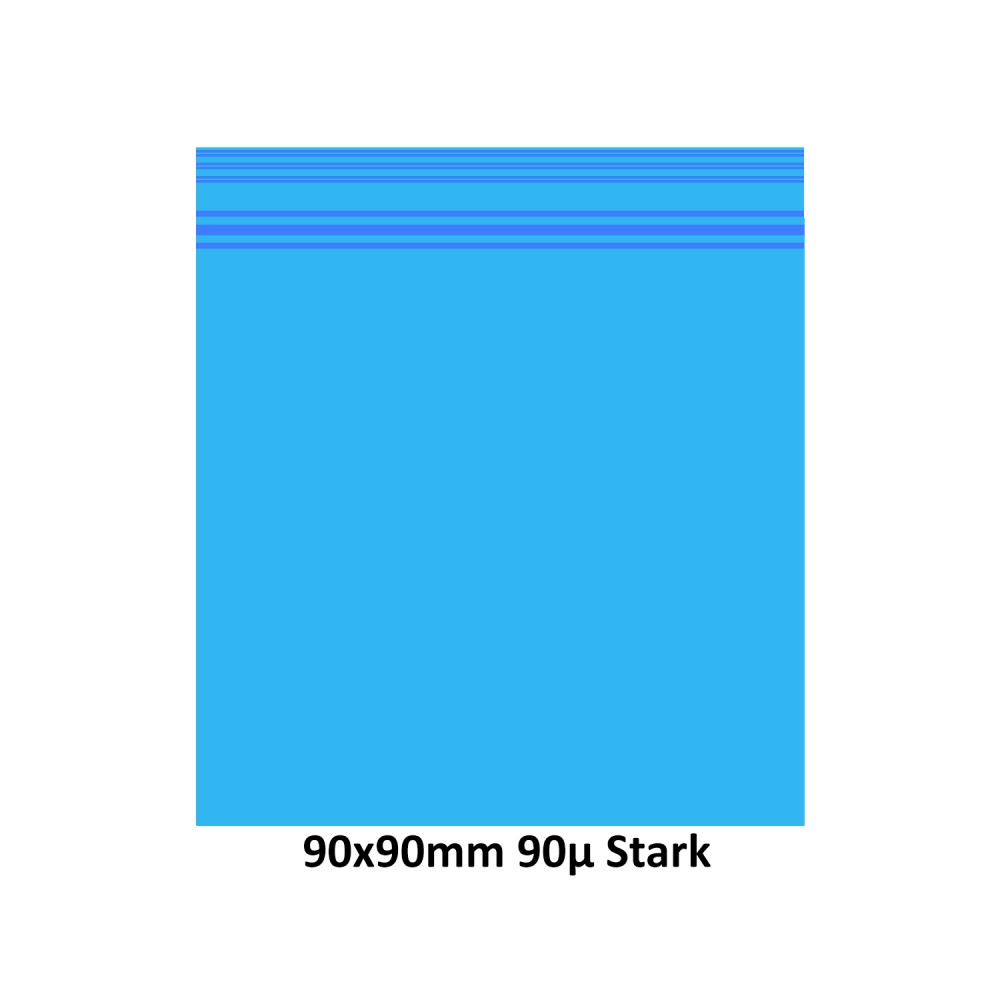 Transparent Druckverschlussbeutel Blau Farbe (Tüte), wiederverschließbare, 90 x 90mm, 1000 Stück, 90mµ stark