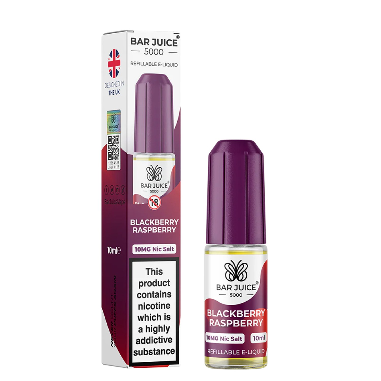 Bar Juice | Blackberry Raspberry 10mg Nic Salz Liquid - 10ml