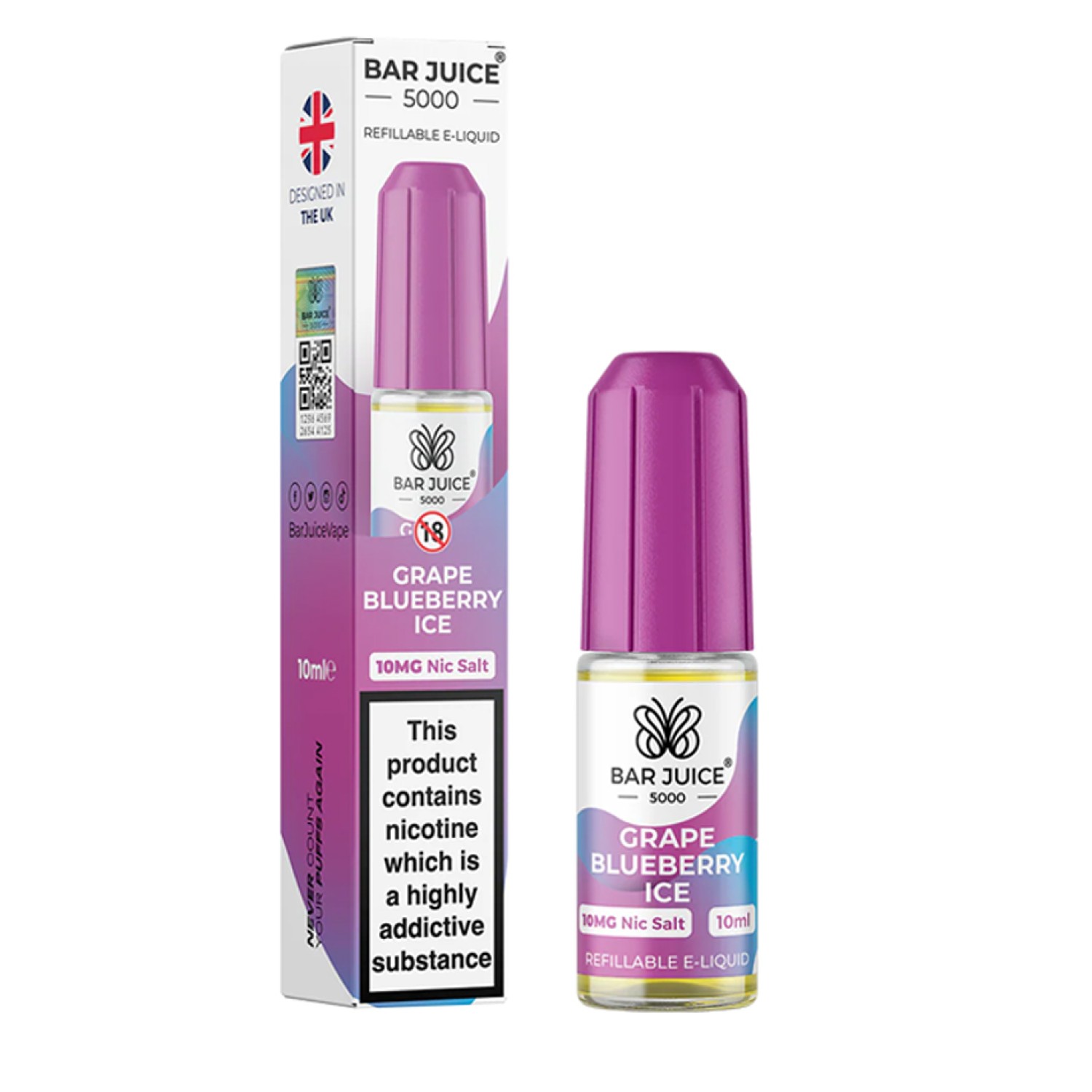 Bar Juice | Grape Blueberry Ice 10mg Nic Salz Liquid - 10ml
