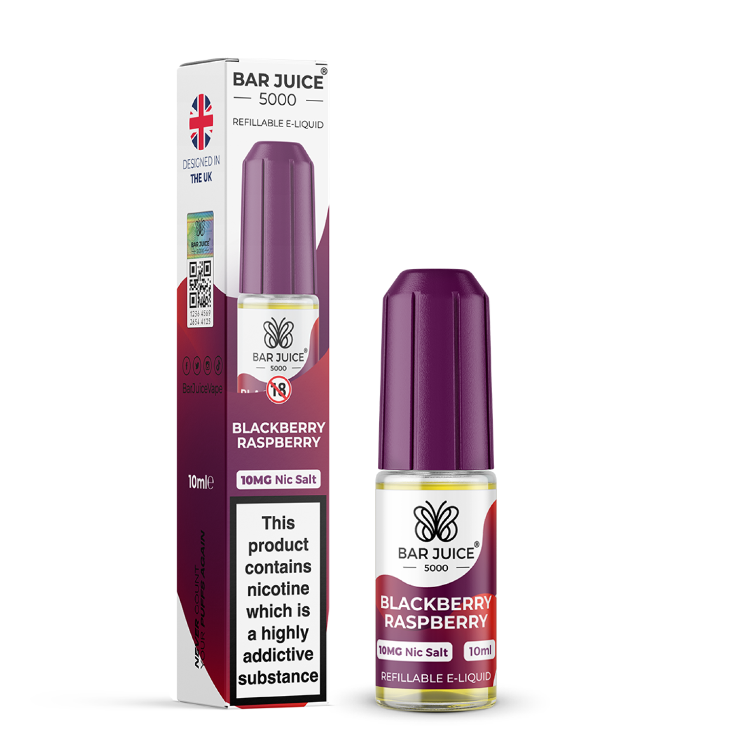Bar Juice | Blackberry Raspberry 10mg Nic Salz Liquid - 10ml