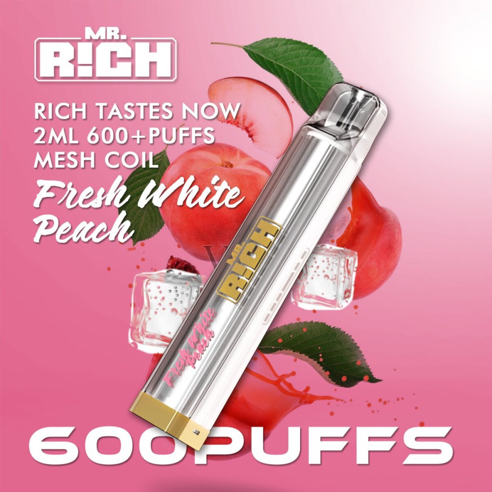 Mr. Rich  E. Shisha" Fresh White Peach" 600 zuge