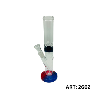 Glass Bong Zylinderisch 30cm. Schliff-18,8mm +Eis farbige fuss,durch.m-45mm