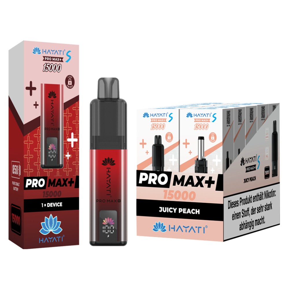 Hayati Pro Max Plus S15000-Pod Set + Basisgerät "Juicy Peach"