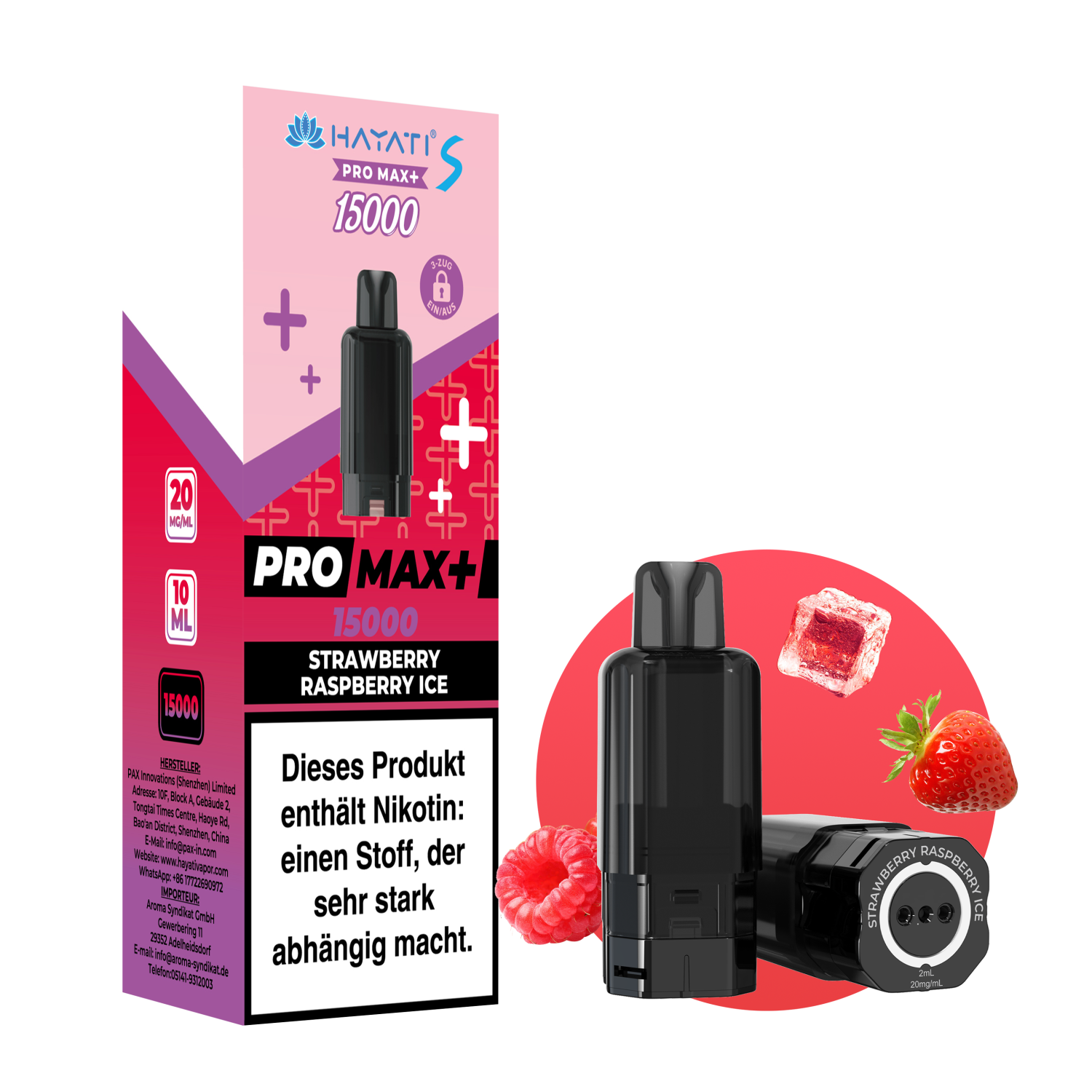 Hayati Pro Max Plus S15000-Pod Set "Strawberry Raspberry Ice"
