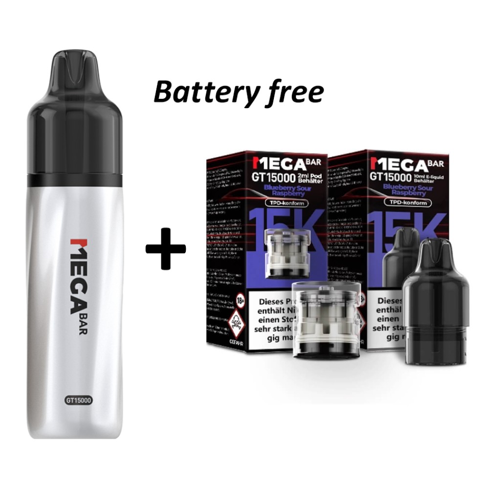 Megabar GT15000 Prefilled Pod + Batterie Frei "Blueberry Sour Raspberry"