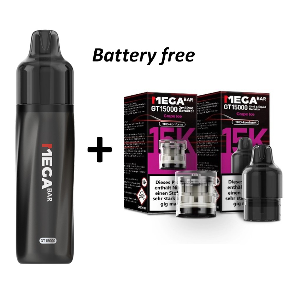 Megabar GT15000 Prefilled Pod + Batterie Frei "Grape Ice"