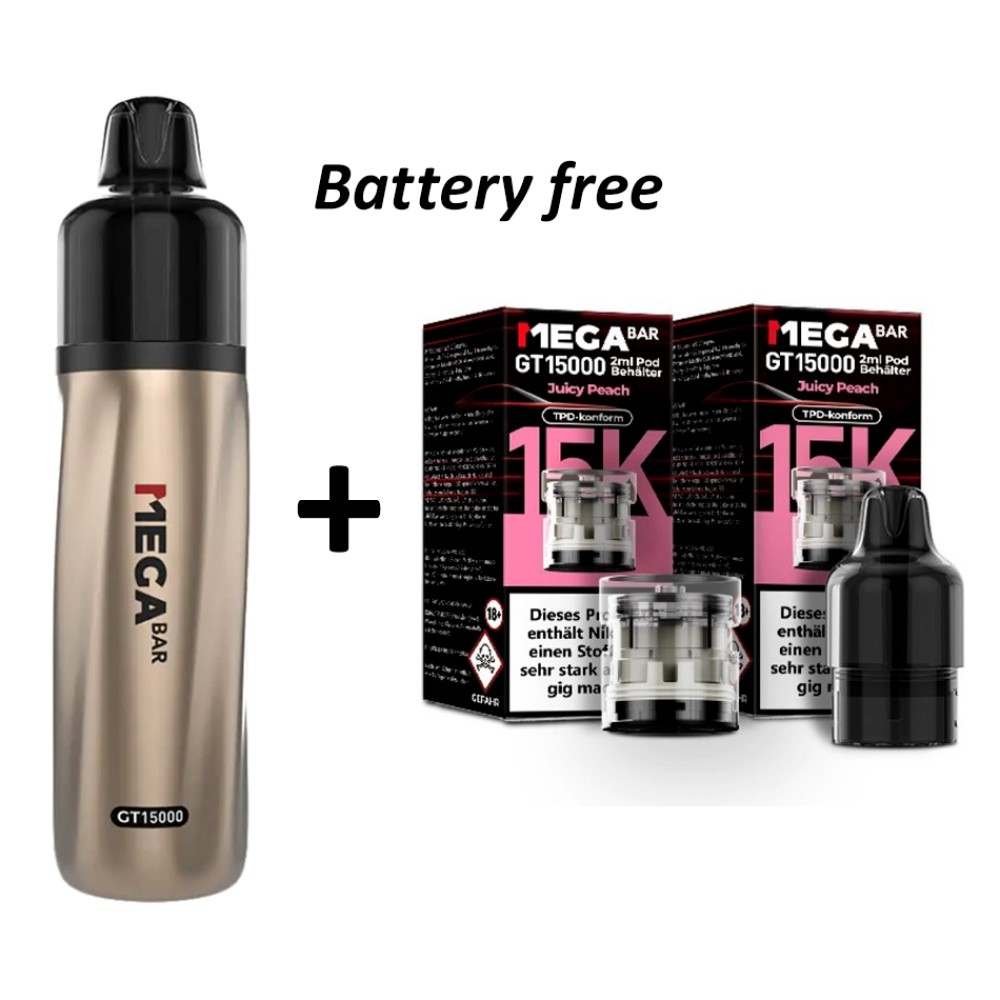 Megabar GT15000 Prefilled Pod + Batterie Frei "Juicy Peach"