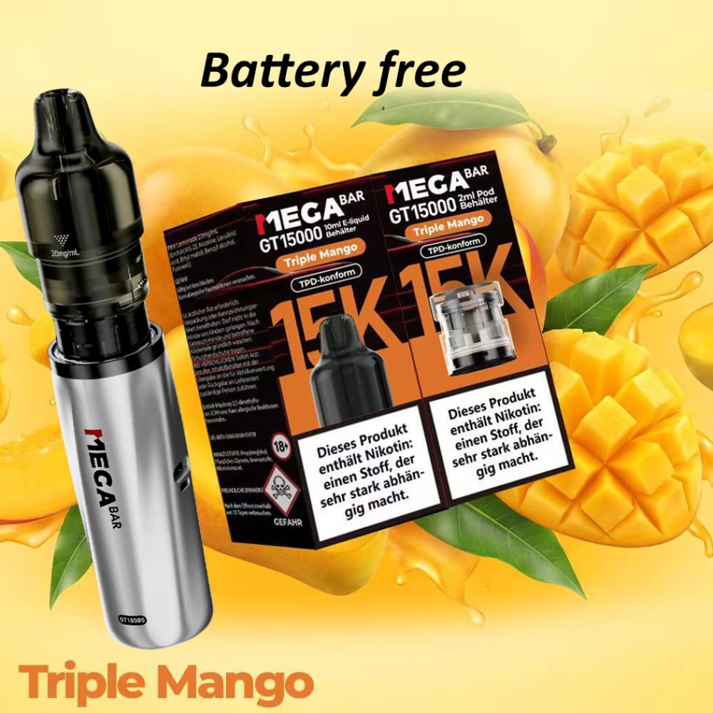 Megabar GT15000 Prefilled Pod + Akku kostenlos "Triple Mango"