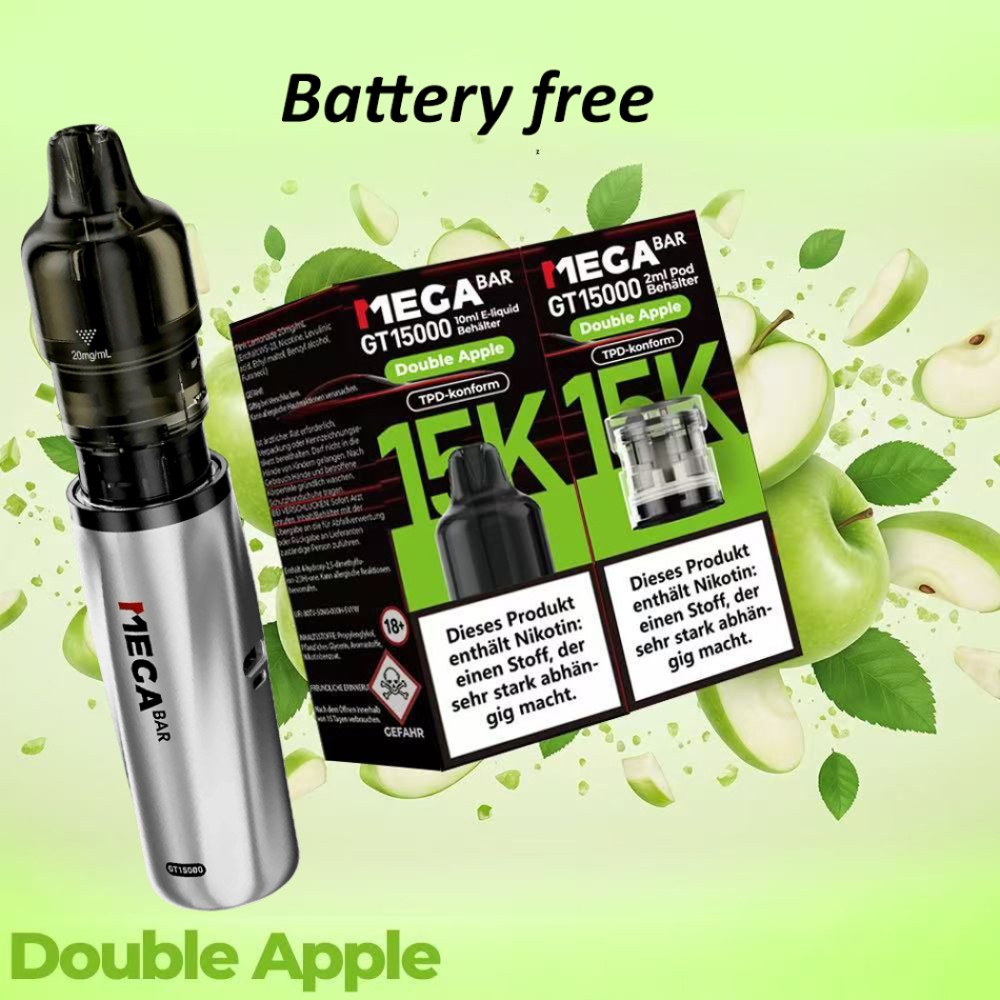 Megabar GT15000 Prefilled Pod + Akku kostenlos "Double Apple"