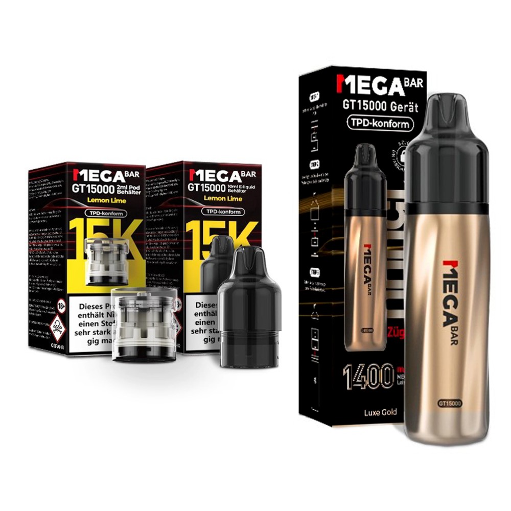 Megabar GT15000 Züge "Luxe Gold - Lemon Lime" Vape 