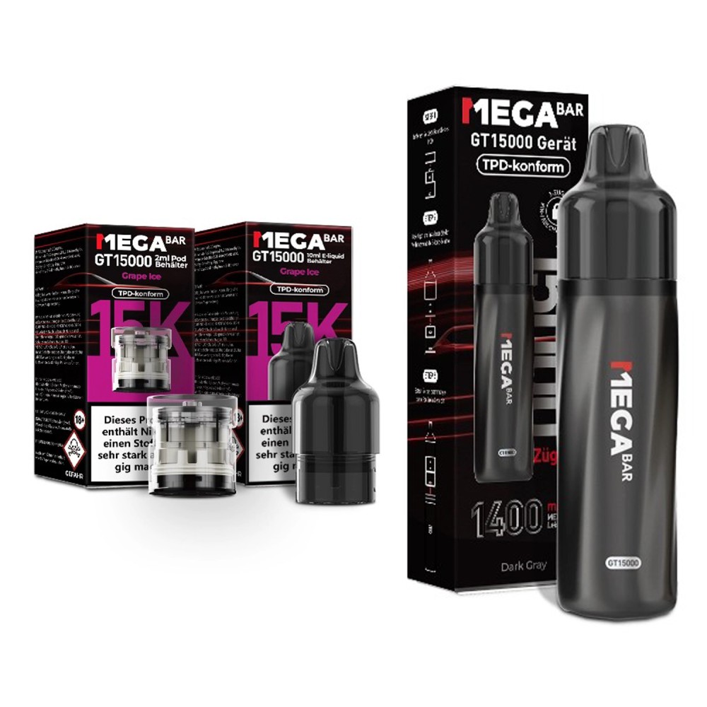 Megabar GT15000 Züge "Dark Gray - Grape Ice" Vape