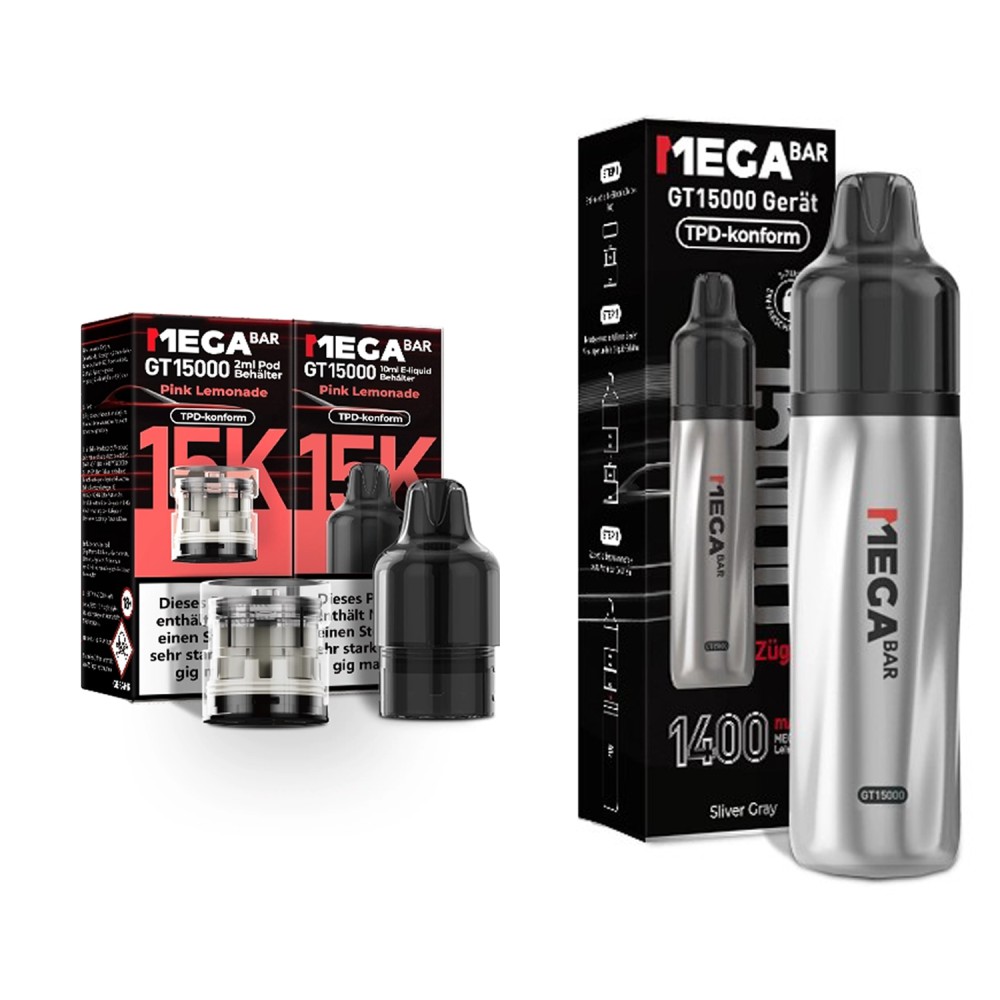 Megabar GT15000 Züge "Silver Gray - Pink Lemonade" Vape