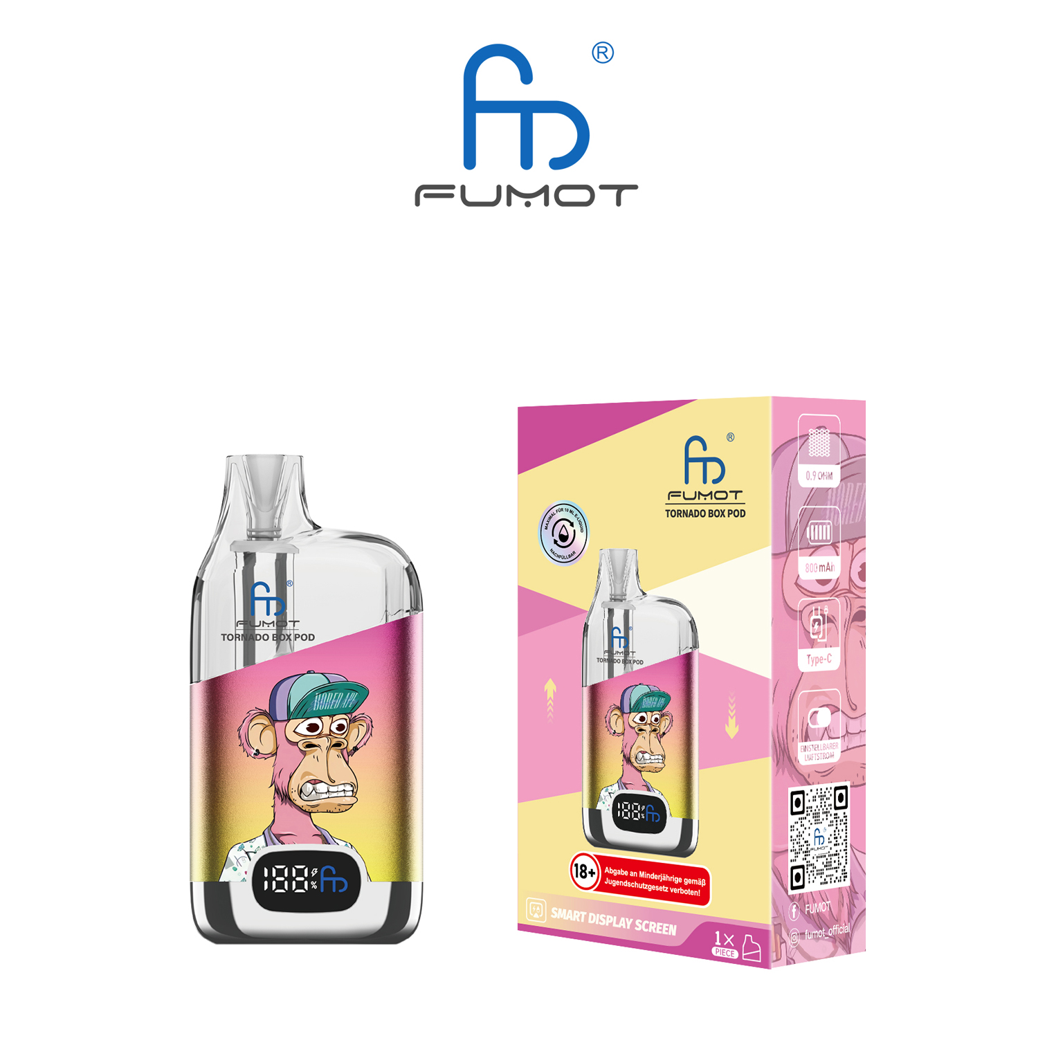 RandM Tornado Digital Box Pod 12000 "Pink Gelb"