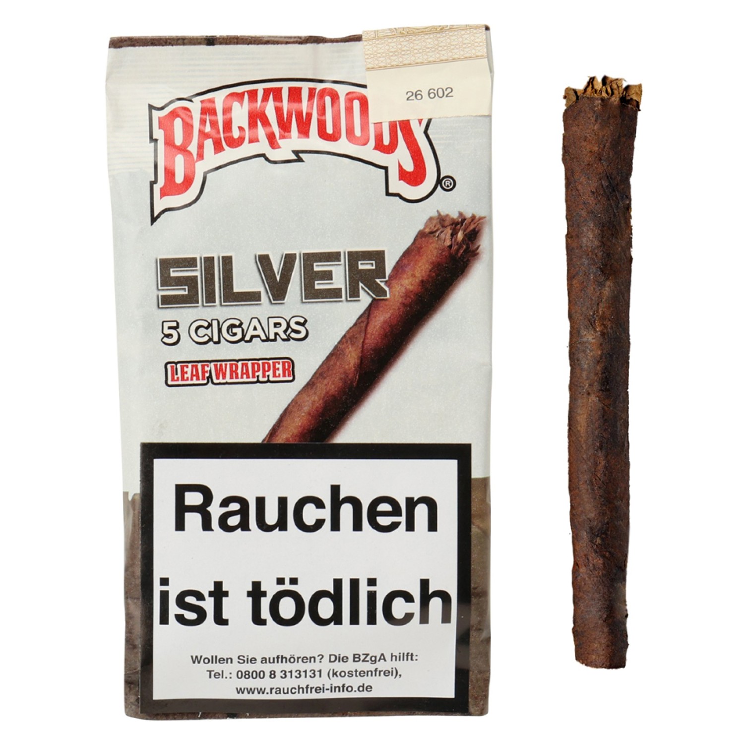 Backwoods Cigars " Silver " 5er Pouch ve8 ( EVK 4,80 €)