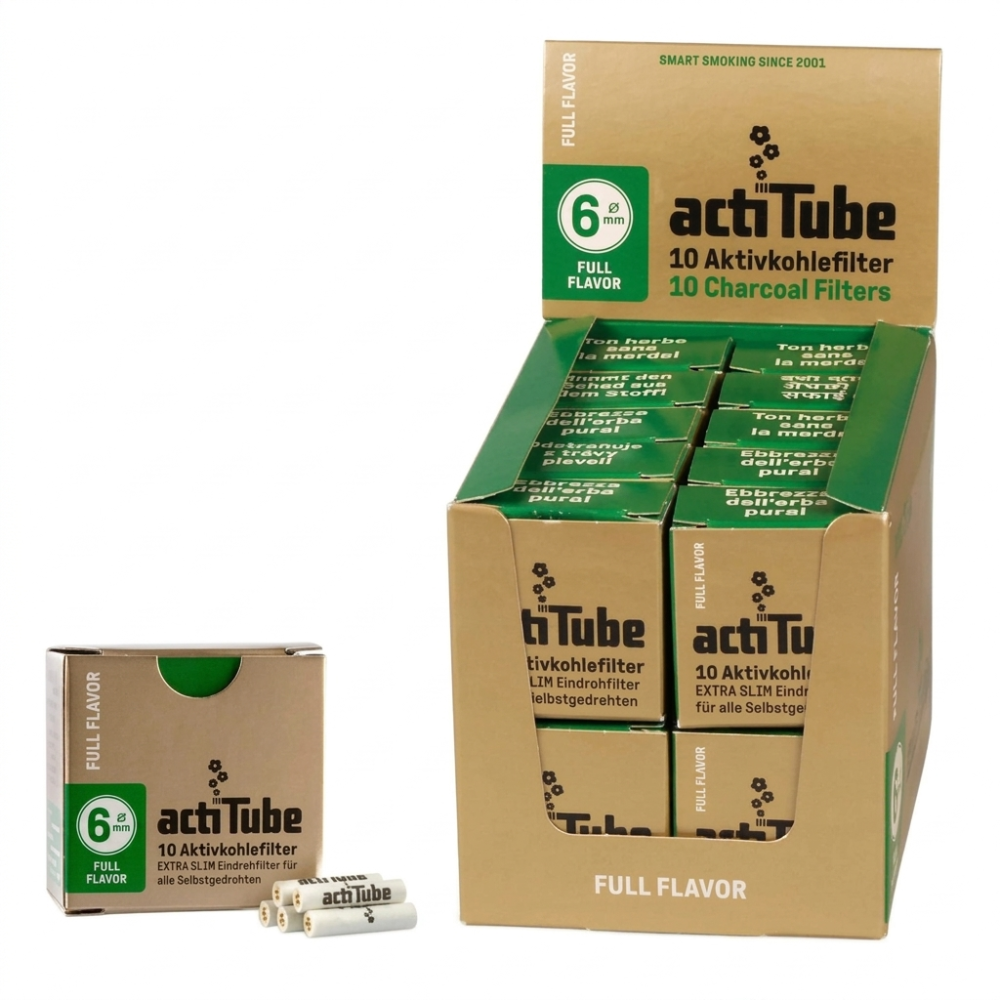 Aktivkohlefilter Slim Ø 6mm x 30mm lang ( 20 x a10 Stuck.) 20er Box