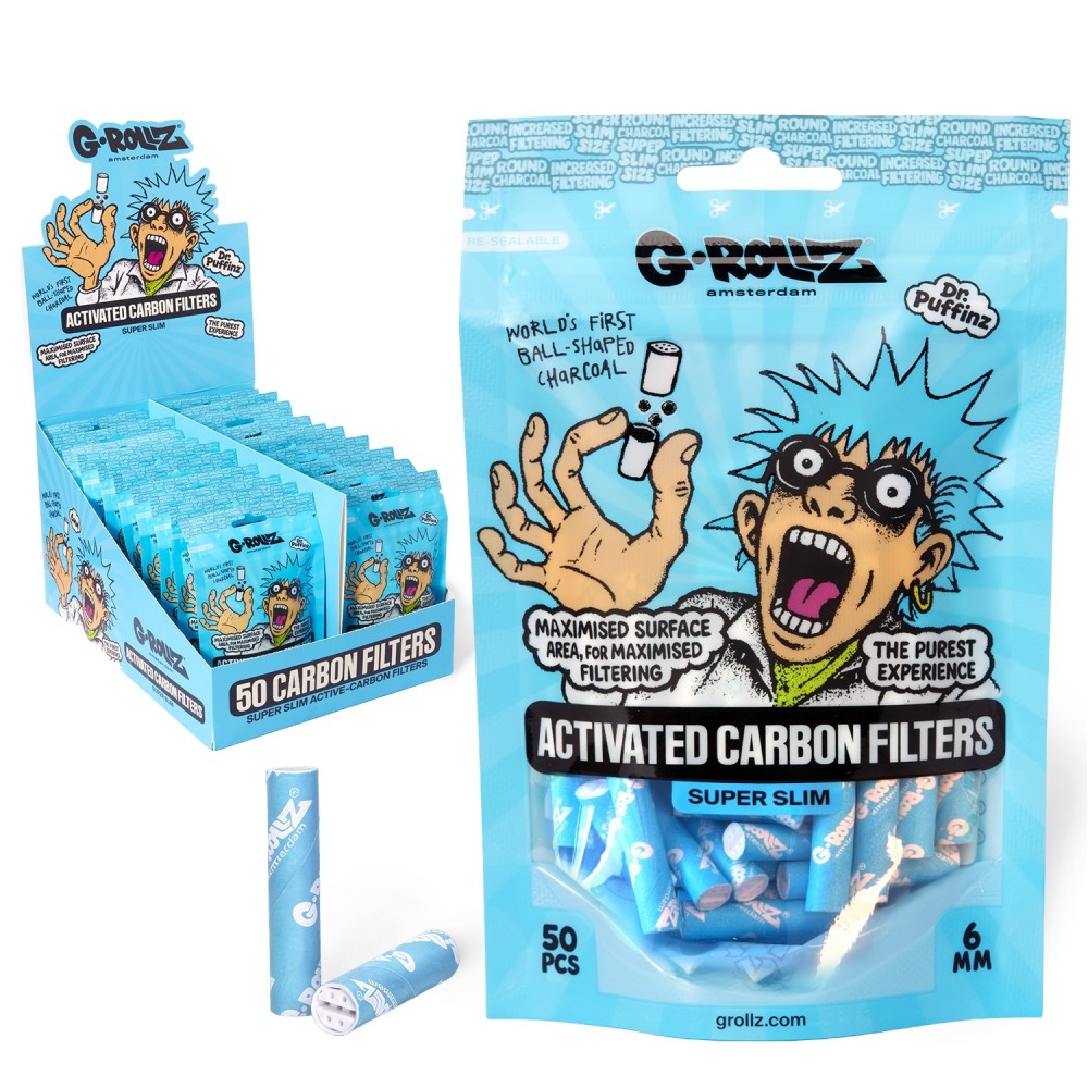 G-Rollz | Activated Carbon Filters - Ø6mm Blau, Pack of 50pcs (24 Packs per Display)