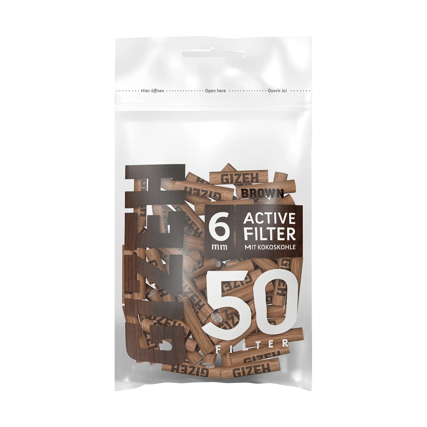 Gizeh Brown Active Filter 6mm, 50er Beutel 1VE-10