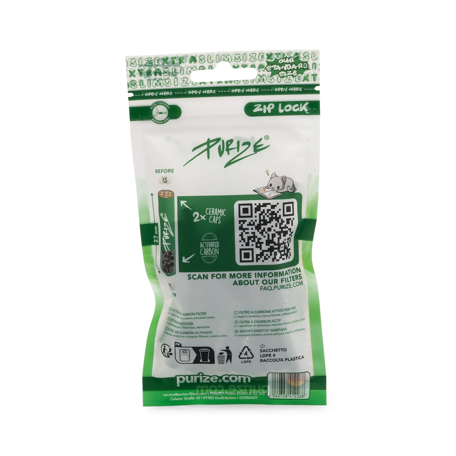 Purize Aktivkohlefilter Xtra Slim | Grün ø 6mm 50 Stück Purize Aktivkohlefilter Xtra Slim | Grün ø 6mm 50 Stück