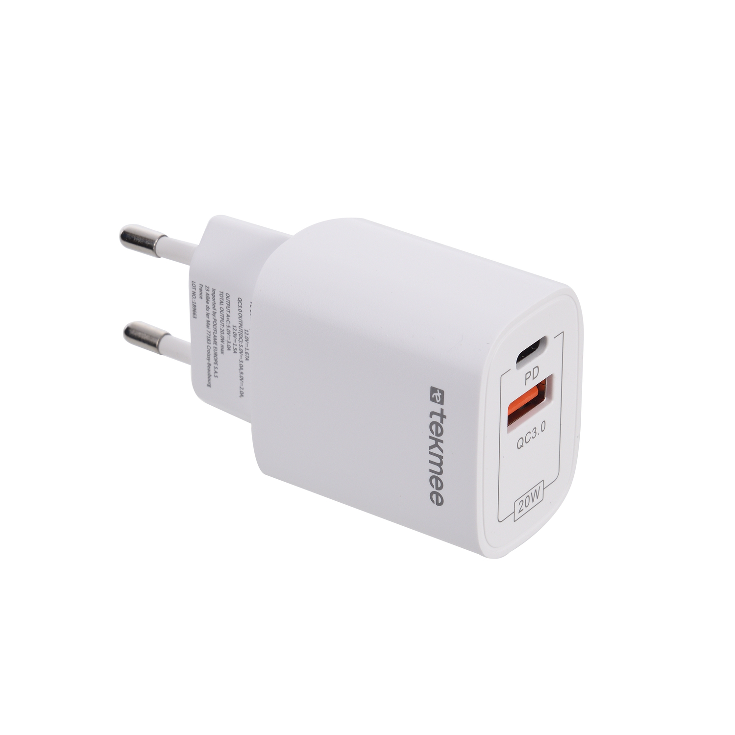 Tekmee 20 W 2 Anschlüsse C + USB-Schnellladegerät