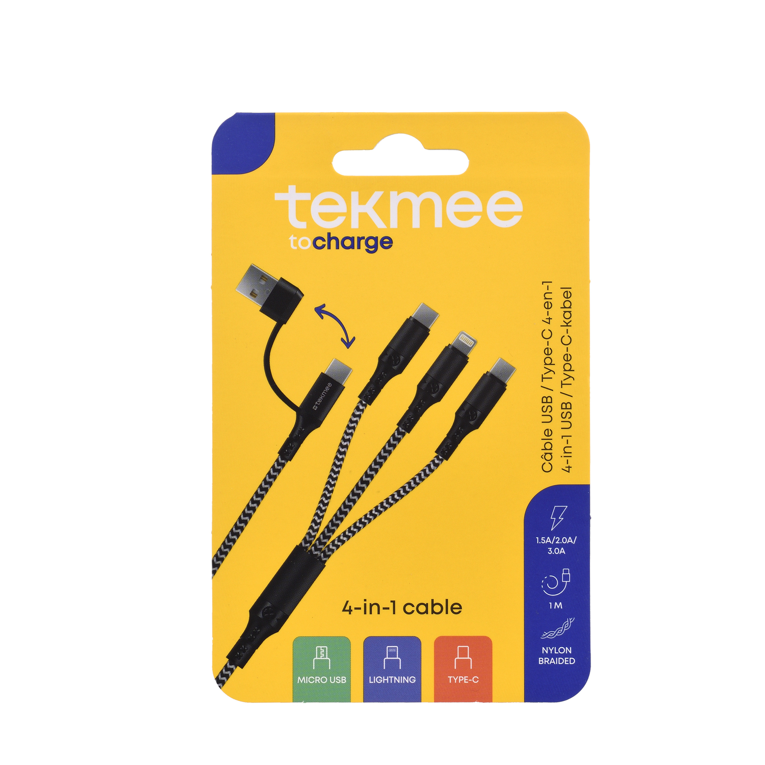 Tekmee 1 m Quattro Nylon-Geflechtkabel