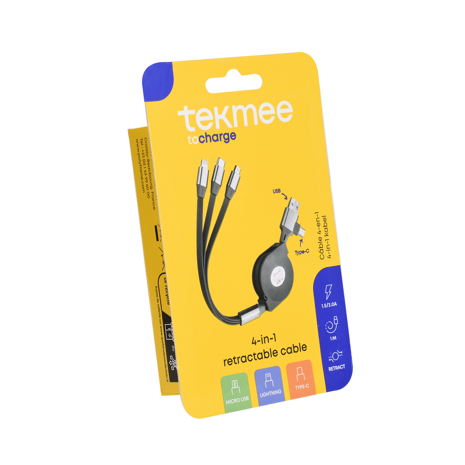 Tekmee Einziehbares Quattro-Kabel X 10