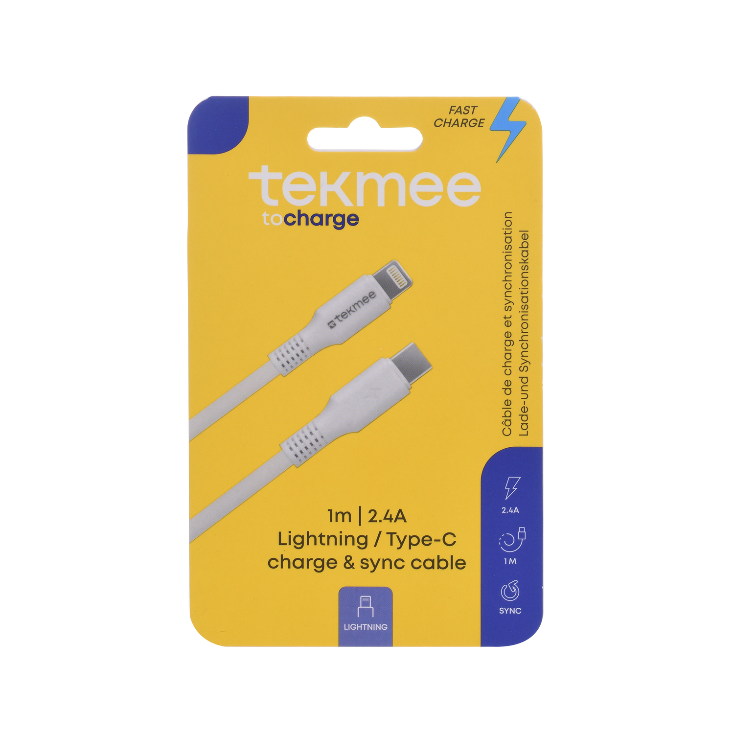 Tekmee 1m 20w Lightning/Typ-C Tpe-Kabel