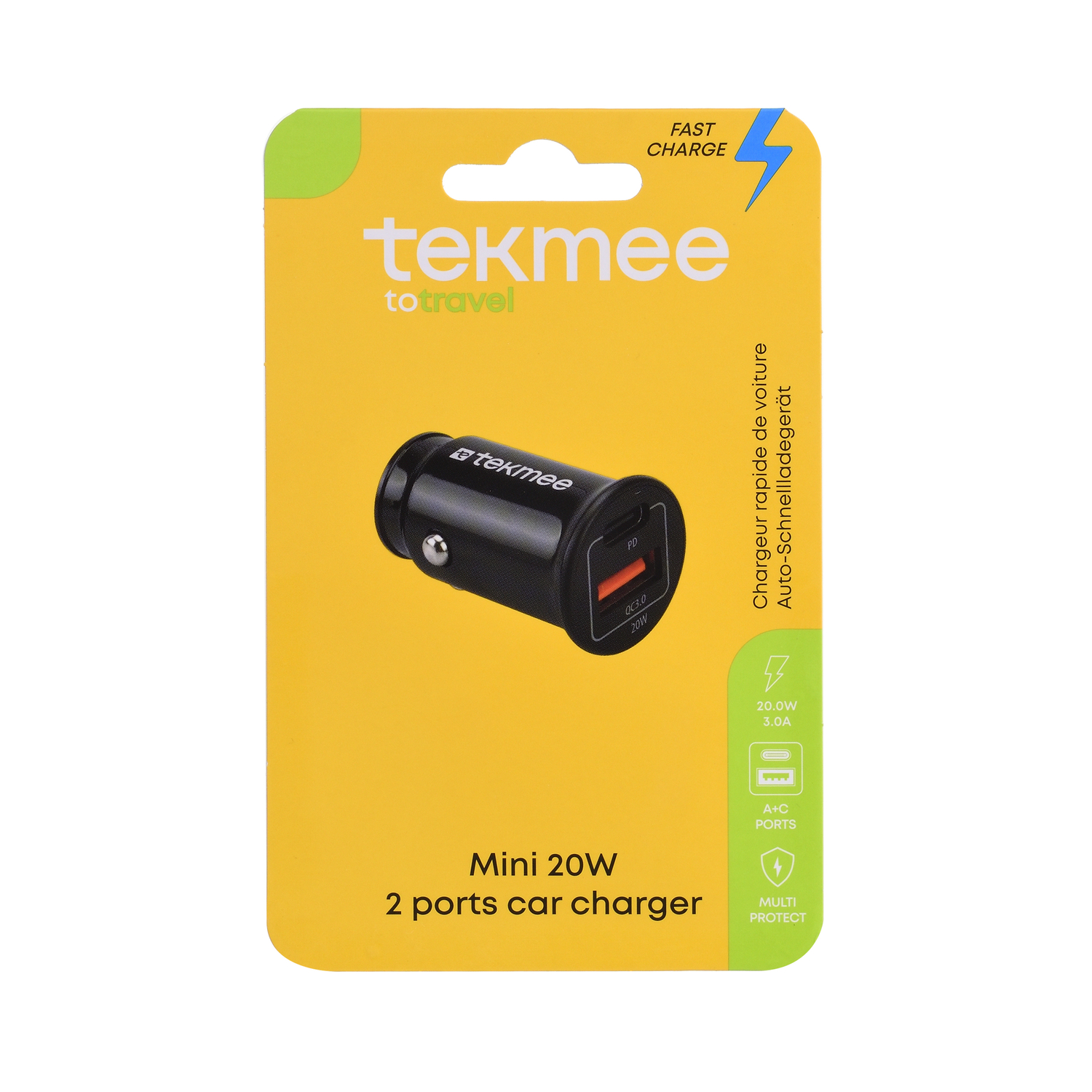 Tekmee 20 W Pd+QC Autoladegerät Schwarz