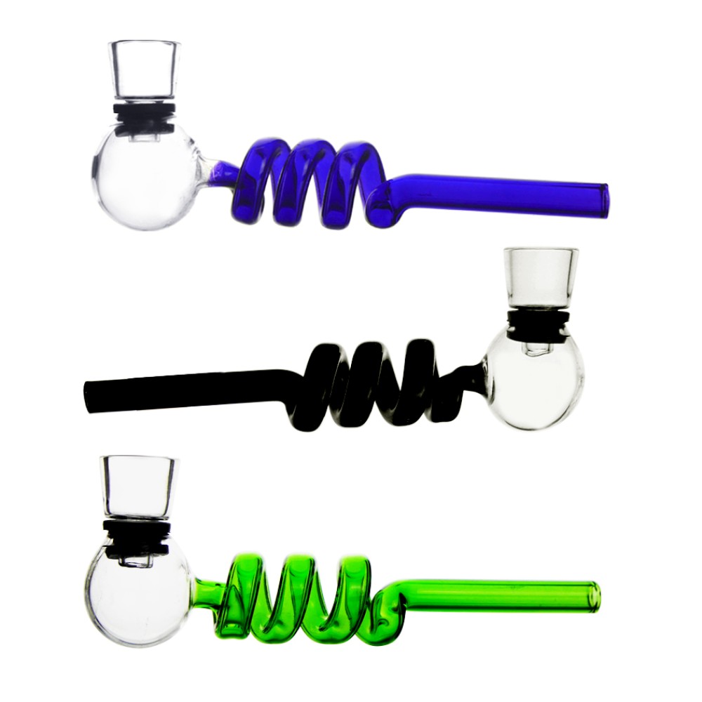 Glaspfeife Spiralform in 3 Farben, ca. 14cm