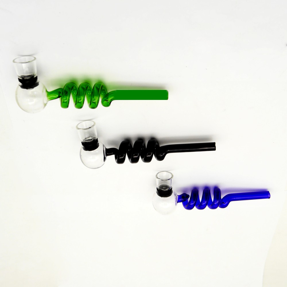 Glaspfeife Spiralform in 3 Farben, ca. 14cm