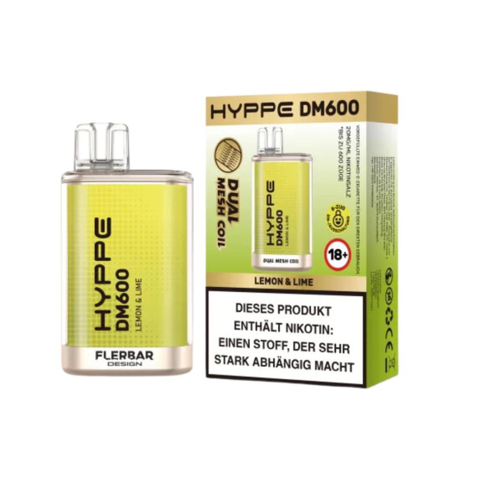 Hyppe Dm600 " Lemon & Lime " Einweg E-Zigarette 600 Zuge 20mg 