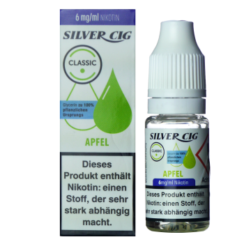E-Liquid Silver Cig " Appel "6mg Nikotin 10ml