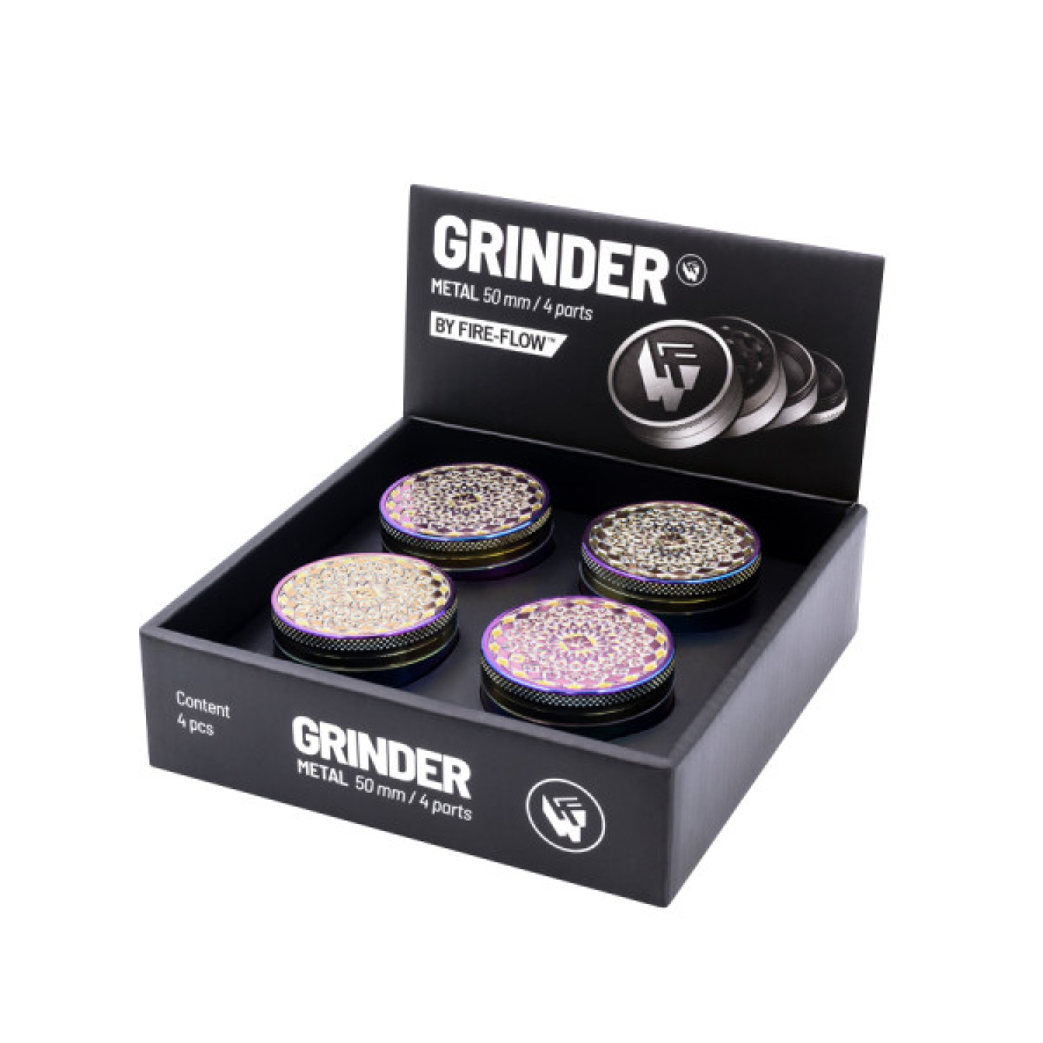 FIRE-FLOW™ Metal Grinder Icy Leaf Pattern (⌀50 mm / 4-parts)