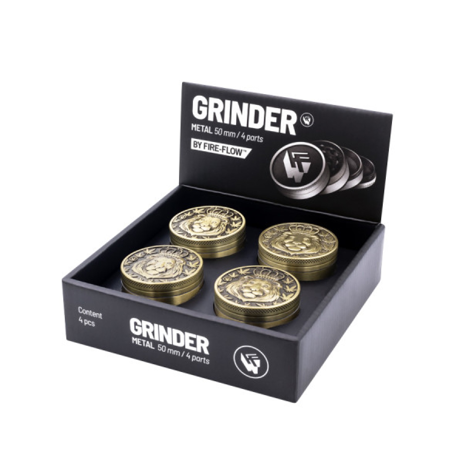 FIRE-FLOW™ Metal Grinder Gold Lion (⌀50 mm / 4-parts)