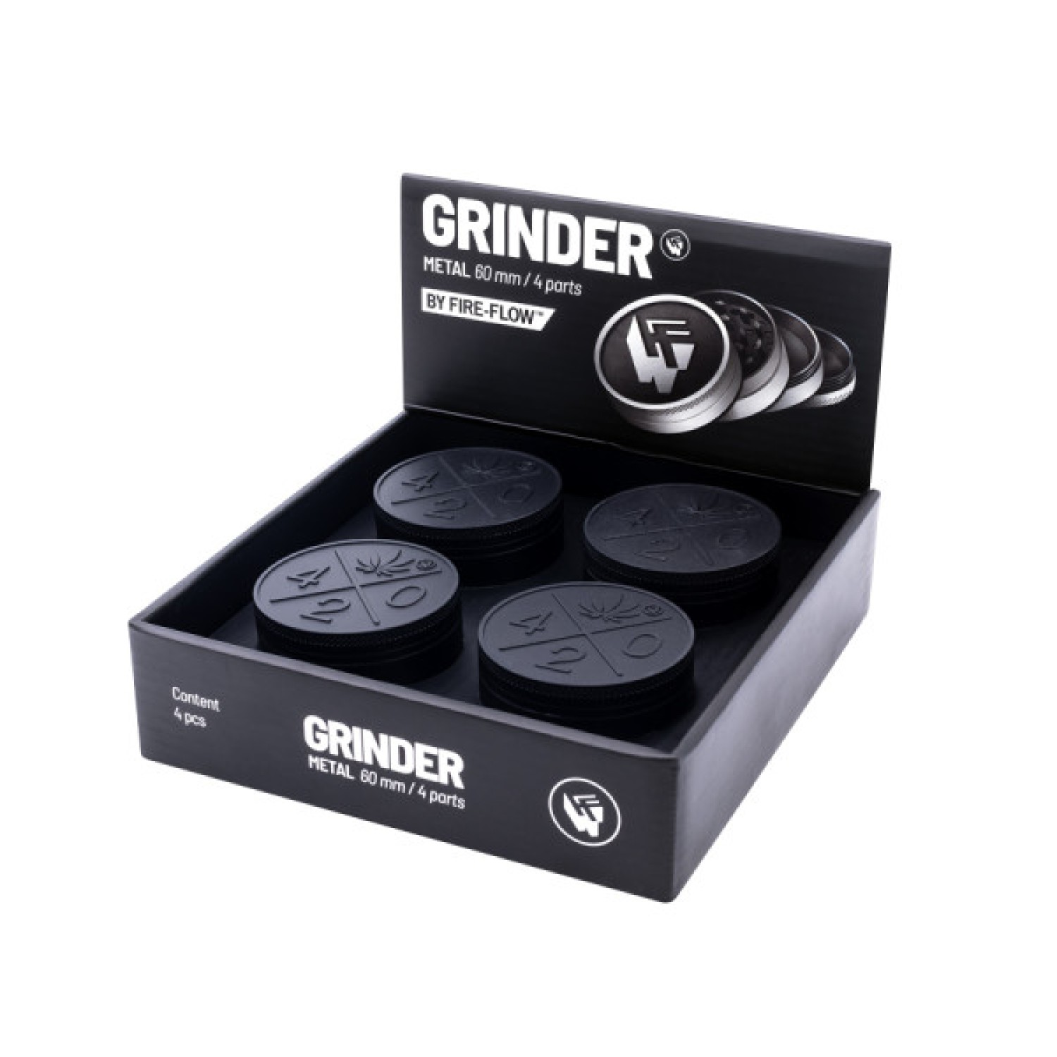 FIRE-FLOW™ Metal Grinder Black 420 (⌀60 mm / 4-parts)