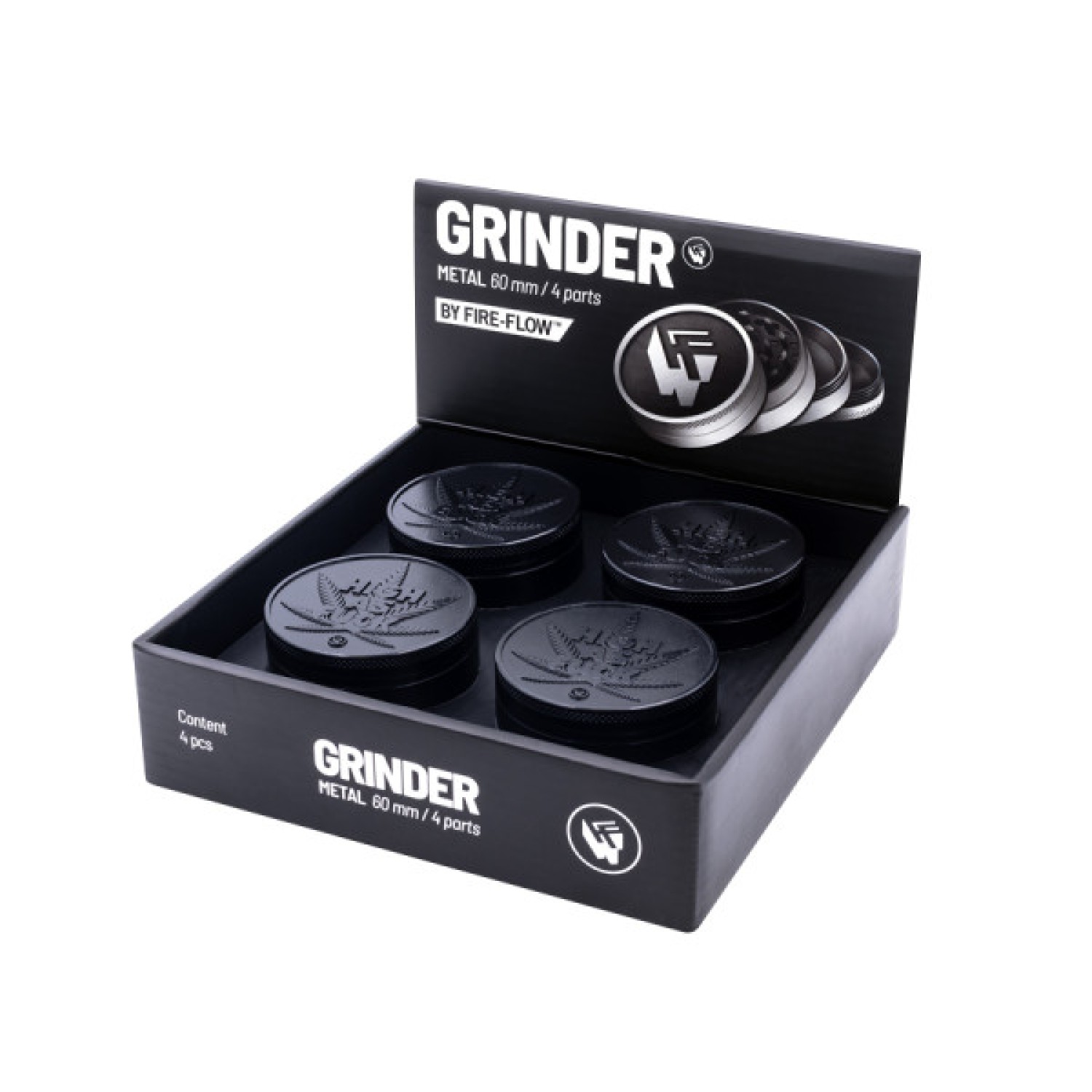 FIRE-FLOW™ Metal Grinder Black High As Fuck (⌀60 mm / 4-parts)