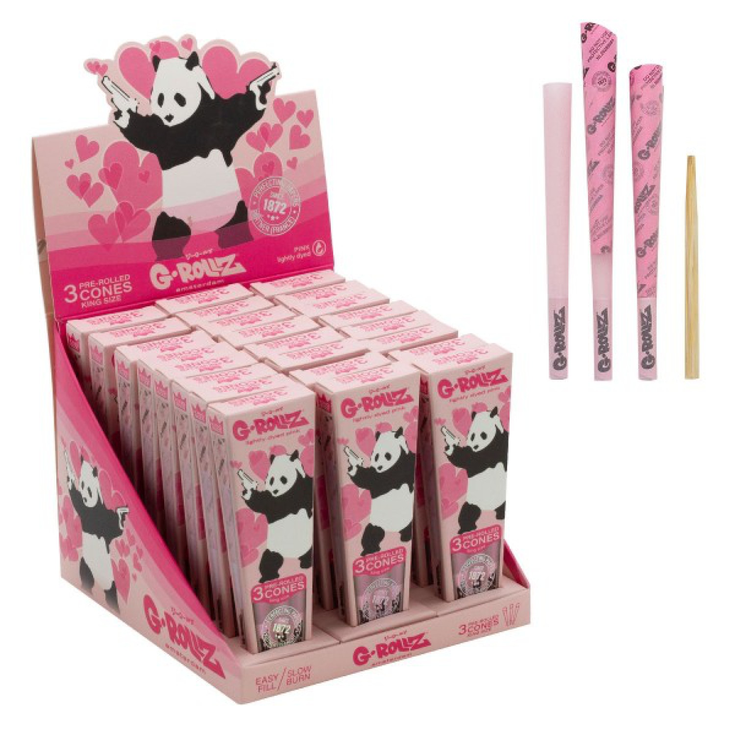 G-Rollz | Banksy Graffiti 'Panda Gunnin' Pink – 3 KS-Kegel (24 Packungen im Display)