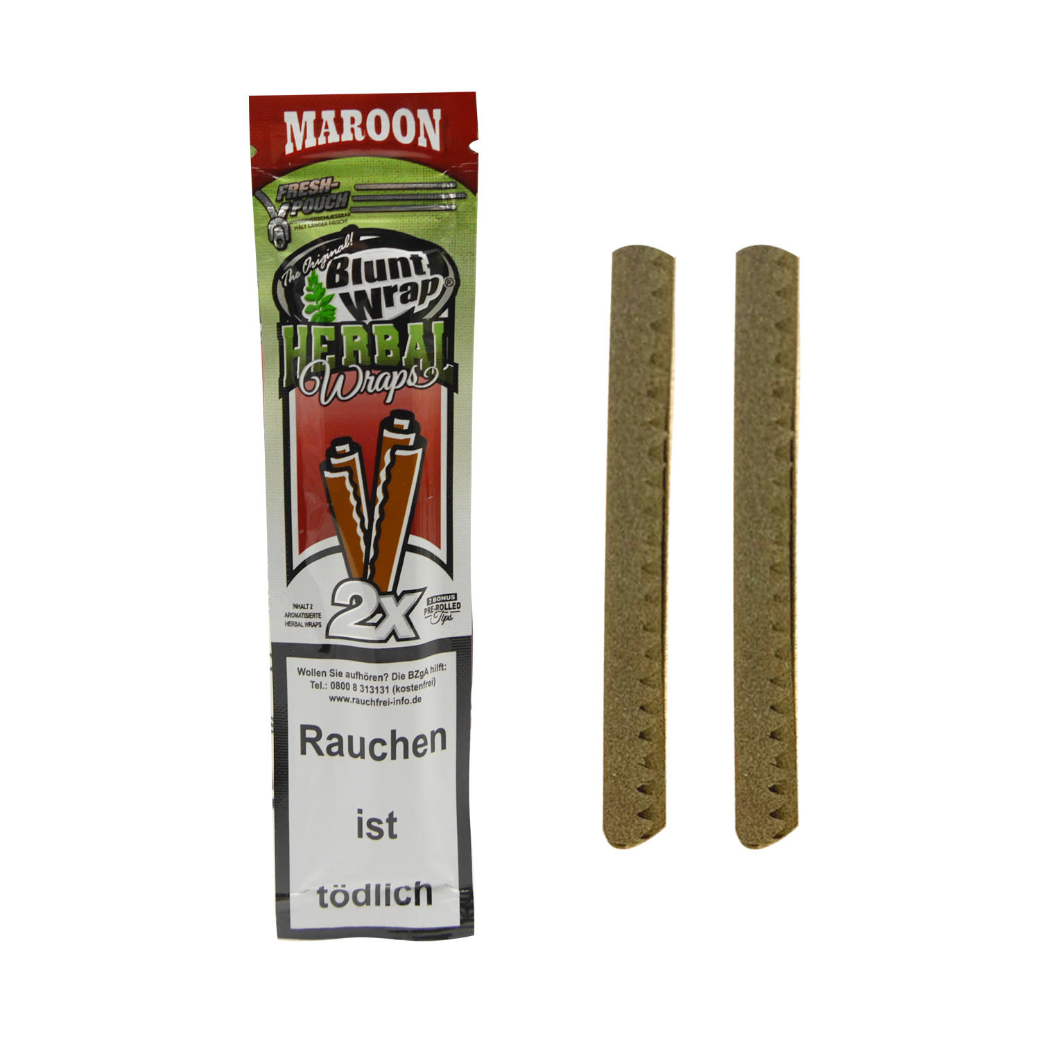 Blunt Wrap Herbal Maroon | 2 x Pre-Rolled Wraps with Tips | VE-25