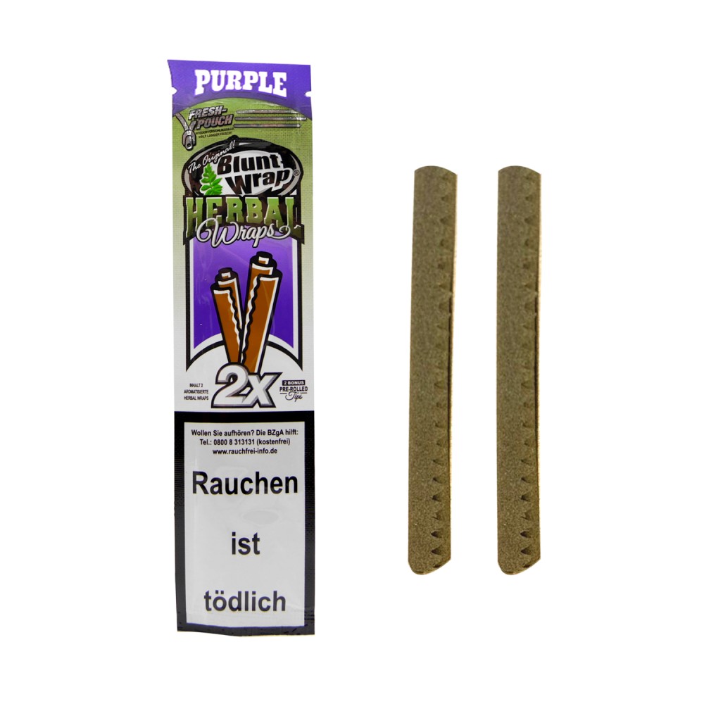 Blunt Wrap Herbal Purple | 2 x Pre-Rolled Wraps with Tips | VE-25