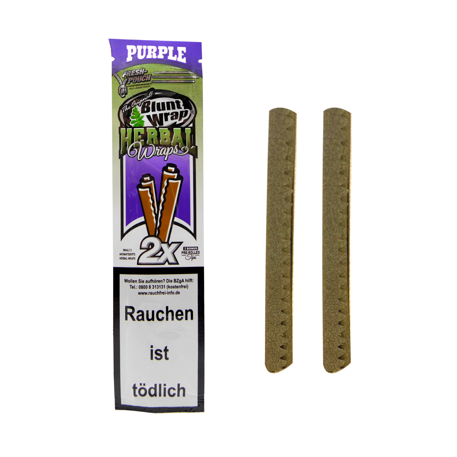 Blunt Wrap Herbal Purple | 2 x Pre-Rolled Wraps with Tips | VE-25