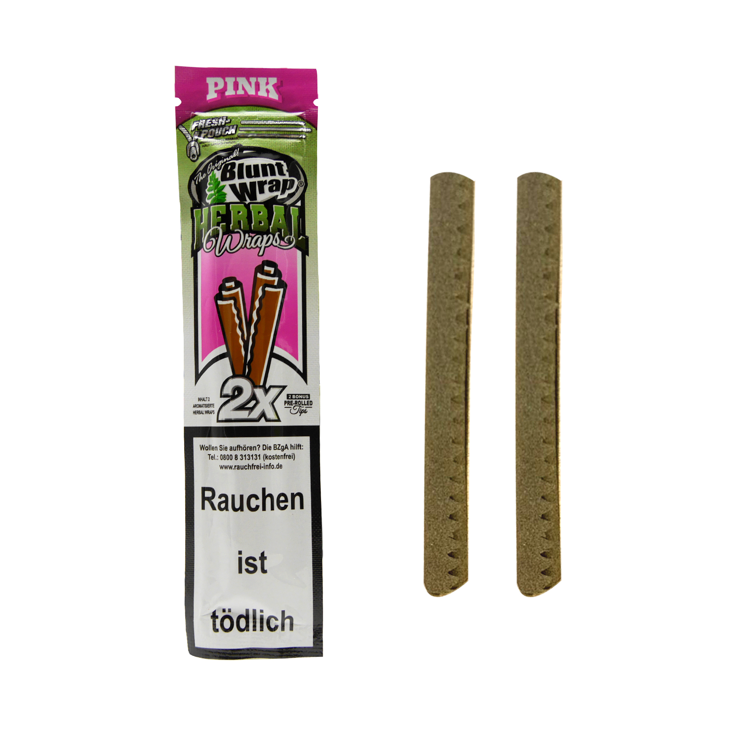 Blunt Wrap Herbal Pink | 2 x Pre-Rolled Wraps with Tips | VE-25