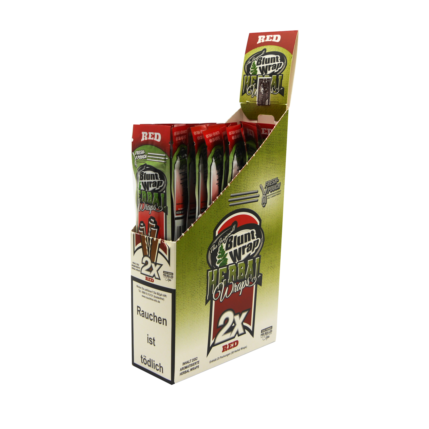 Blunt Wrap Herbal Red  | 2 x Pre-Rolled Wraps with Tips | VE-25