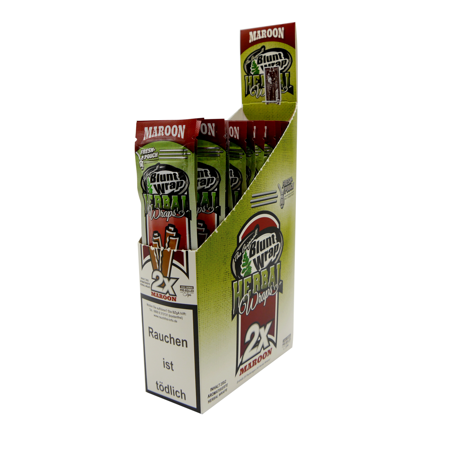 Blunt Wrap Herbal Maroon | 2 x Pre-Rolled Wraps with Tips | VE-25