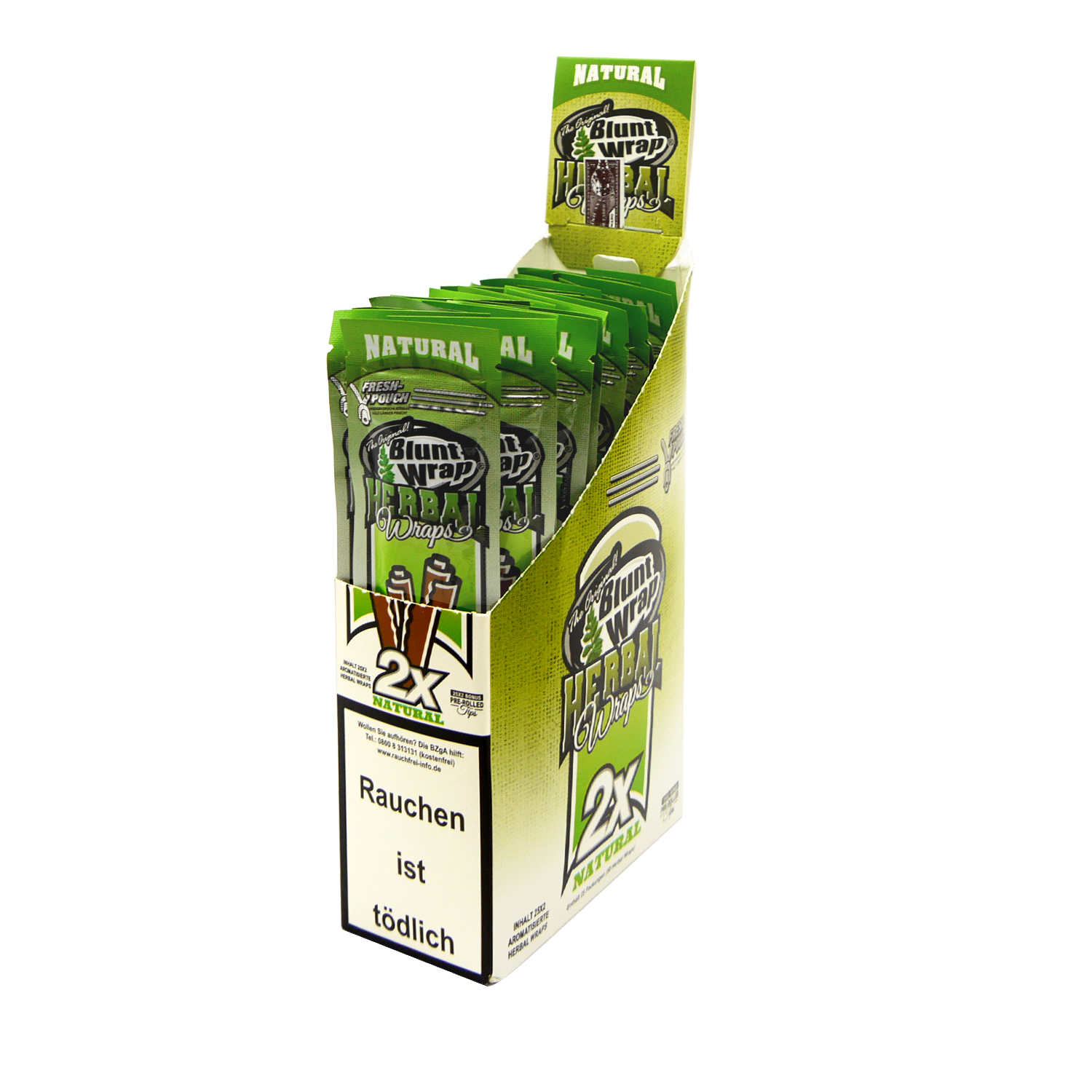 Blunt Wrap Herbal Natural  | 2 x Pre-Rolled Wraps with Tips | VE-25