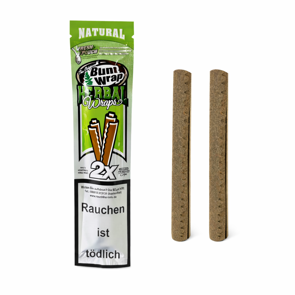 Blunt Wrap Herbal Natural  | 2 x Pre-Rolled Wraps with Tips | VE-25