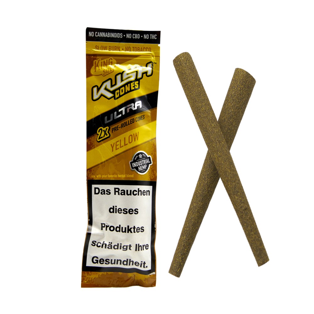 Kush Cones Ultra Yellow | 2 x Pre-Rolled Cones | King Size | VE - 15