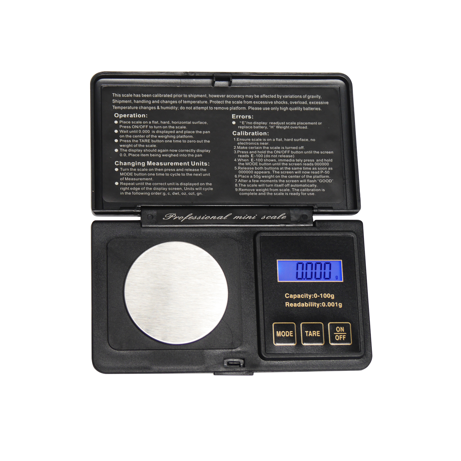 Digital Pocket  Scale Black 100gx0,001g klappbar D