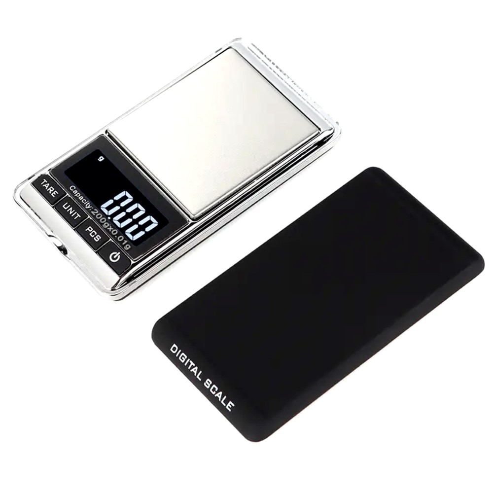 Pocket Digital Scale Schwarz/Silber mit Deckel 200g x 0.01g