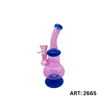 Gass.Bong  Farbe.Purple+Baby Blau.  Mit Pelculculater Hoch-23,5cm.mit 1 Ring. kopf mit Henkel.