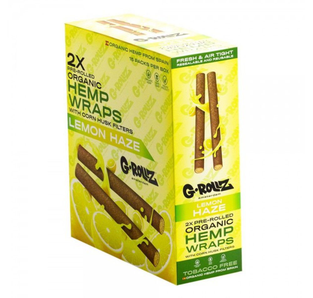 G-ROLLZ | 2x Lemon Haze Pre-Rolled Hemp Wraps (15 pack Display, 30 wraps)