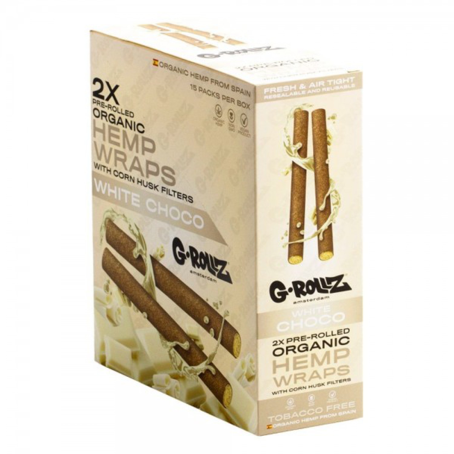 G-ROLLZ | 2x White Chocolate Pre-Rolled Hemp Wraps (15 pack Display, 30 wraps)